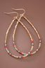 Gold Beaded Hollow Drop Earrings with Glass Beads - 6114