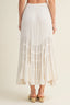 Cascading Tiers Lace Trim Maxi Skirt in off white