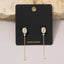 Oval Cz Bezel Stud With Long Chain Tassel Drop Earrings