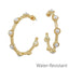 Gold Hammered Pearl Hoop Earring