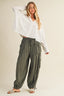White Lace Trim Textured Button-Down Shirt