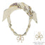 Cream/Natural Knotted Scarf Necklace with Rhinestone Open Bow 1.5" Charm