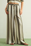 Striped wide-leg pants worn by a person on a plain background