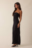 NIGHT OUT SATIN FLORAL PRINT TUBE LONG MIDI DRESS