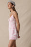 LOVELY POND PRINT SCALLOP CUT V-NECK MINI DRESS