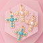 Pearl Bezel Cross Earrings