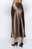 Bronze satin midi skirt