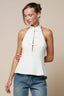 Clasp Detail Halter Tank Top