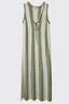 Green and beige striped dress on a white background