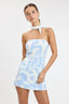 BIG PASTEL DOLMEN WAIST TIE POINT TUBE MINI DRESS