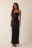 NIGHT OUT SATIN FLORAL PRINT TUBE LONG MIDI DRESS