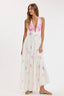 BOW FLORAL HALTER TIE OPEN BACK MAXI DRESS