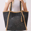 Two Tone Woven Straw Tote Bag