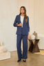 DENIM RUCHED SLEEVE BLAZER