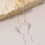 Oval Cz Bezel Stud With Long Chain Tassel Drop Earrings