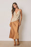 Satin Pull On Midi Skirt
