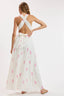 BOW FLORAL HALTER TIE OPEN BACK MAXI DRESS