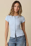 Leslie Sculpt Button-Front Knit Top