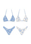 Floral bikini set with blue and white pattern on a white background