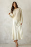 Cream satin midi skirt