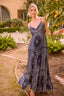 Bandana Print Pleated Maxi Dress with Back Cutout