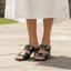 Willow Leather Slide Sandal Mule Rope Heel - Black Pewter