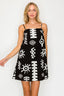 Geometric black dress with white detailing