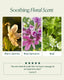 Three types of flowers with labels for 'Warm Jasmine', 'Rose Geranium', and 'Basil' on a light green background.