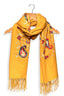 Embroidered Paisley Fringe Scarf