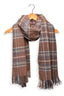 Fawn Snuggly Plaid Fringe Scarf
