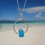 Sea Stamped Circle Pendant Necklace