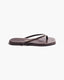Pair of brown flip-flops with a textured pattern 