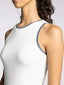 White Contrast Stitch Tank Top