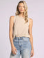 Tan and white stripe high neck tank top