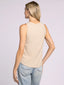 Tan and white stripe high neck tank top