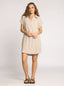 Cap sleeve button down striped t-shirt dress