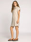 Cap sleeve button down striped t-shirt dress