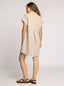 Cap sleeve button down striped t-shirt dress