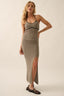 Knit Maxi Dress with contrast stitching and side slit