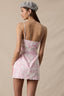 LOVELY POND PRINT SCALLOP CUT V-NECK MINI DRESS