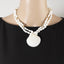 Large Sea Shell Pendant Double Strand Bead Necklace