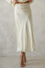Cream satin midi skirt