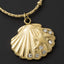 Stainless Steel Pave Cz Seashell Necklace