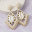 Cowrie Shell Beaded Open Frame Statement Drop Earrings