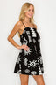 Geometric black dress with white detailing