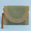 Half Moon Flap Woven Straw Clutch Bag