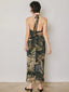 Tropical Leaf Halter Dress