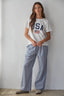 Blue & Ivory Striped Wide Leg Pants