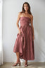 Burgundy Polka Dot Strapless Dress