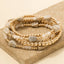 Small Marble Resin And Mini Metallic Beaded Bracelet Set
